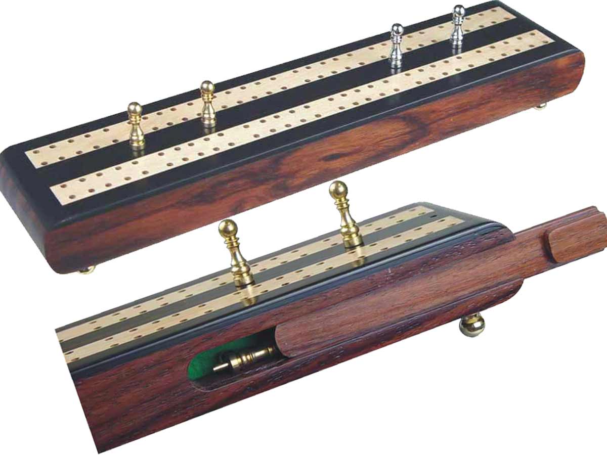 Regalia Flat Cribbage Board in Ebony / Maple 10" - 2 Tracks