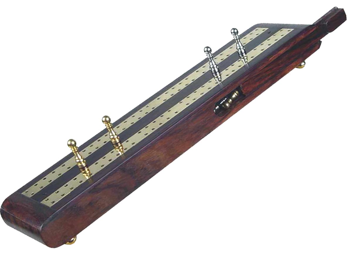 Regalia Flat Cribbage Board in Rosewood / Brass 10" - 2 Tracks