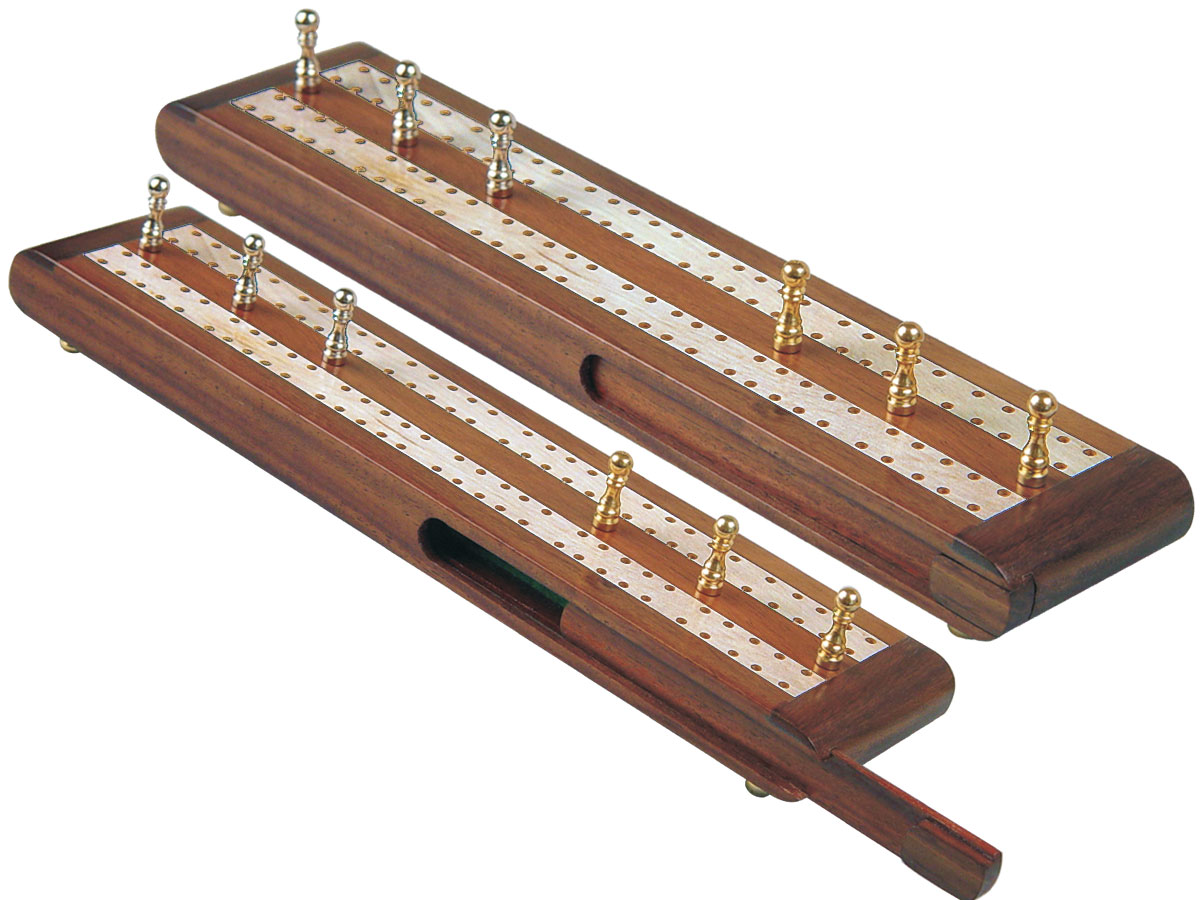 Regalia Flat Cribbage Board in Golden Rosewood / Maple 10" - 2 Tracks