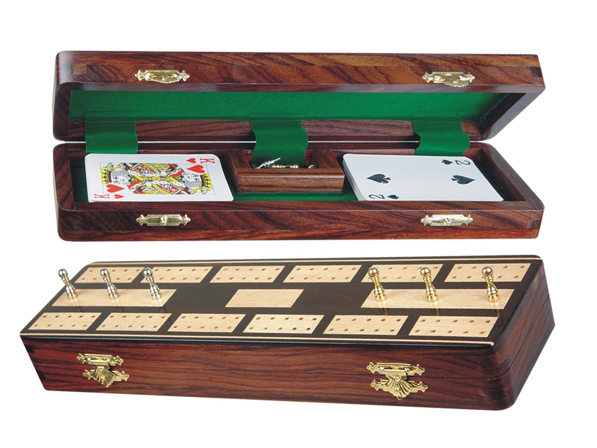 Majestic Cribbage Board & Box in Ebony / Maple 12" - 2 Tracks